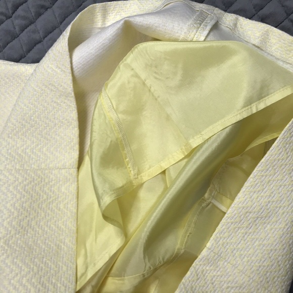 Helene Berman London Designer Dress Shift V Neck Chevron Yellow White New - Picture 4 of 7